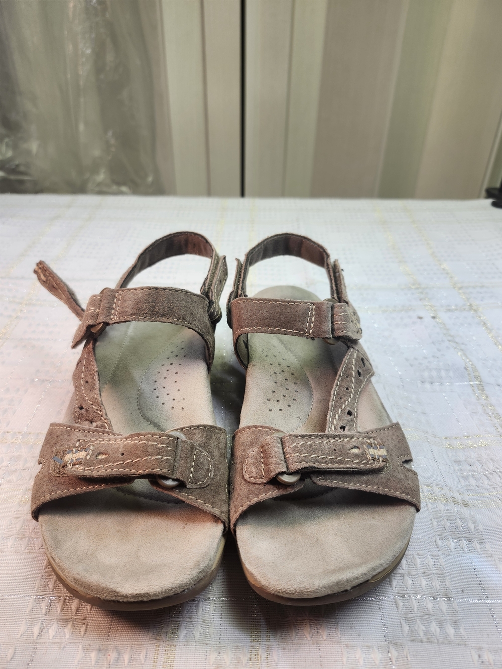 Earth Orgin Women's Taupe Suede Adjustable Strap Sandals - Comfortable Everyday